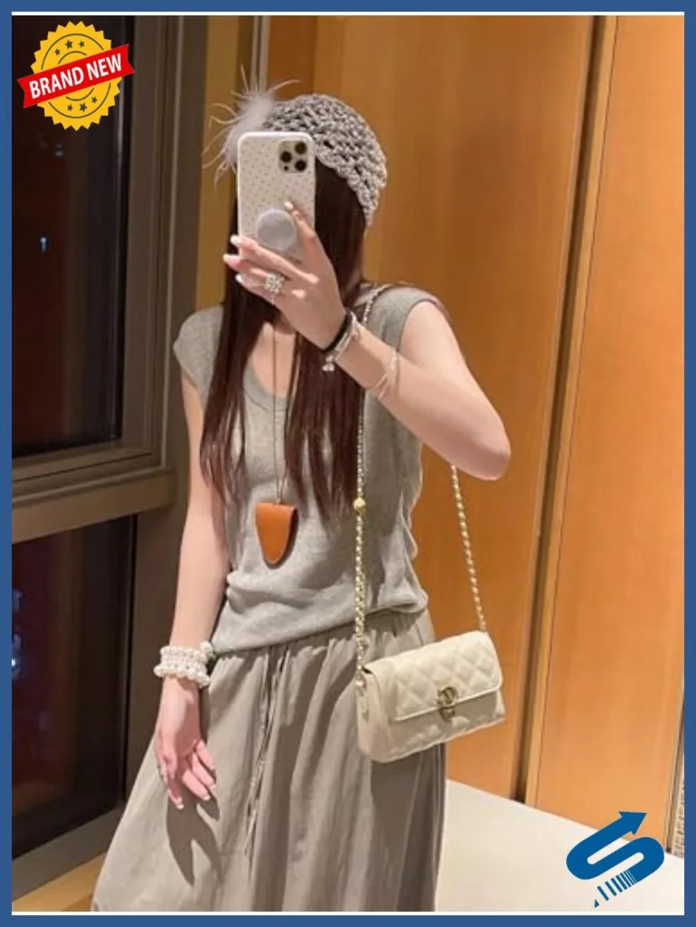 Small Quilted Crossbody Bag with Gold Chain Strap, Mini Top Handle Wallet